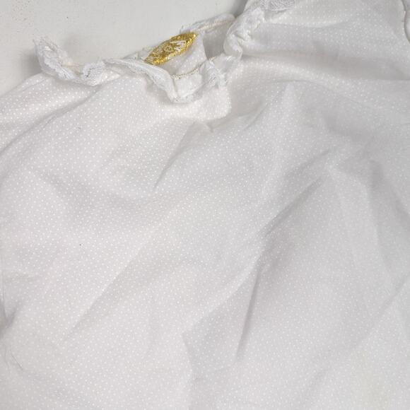 Vtg Evy White Polka Dot Layering Dress Girls Sz 4-5T Long Sleeve Pinafore - Picture 2 of 6